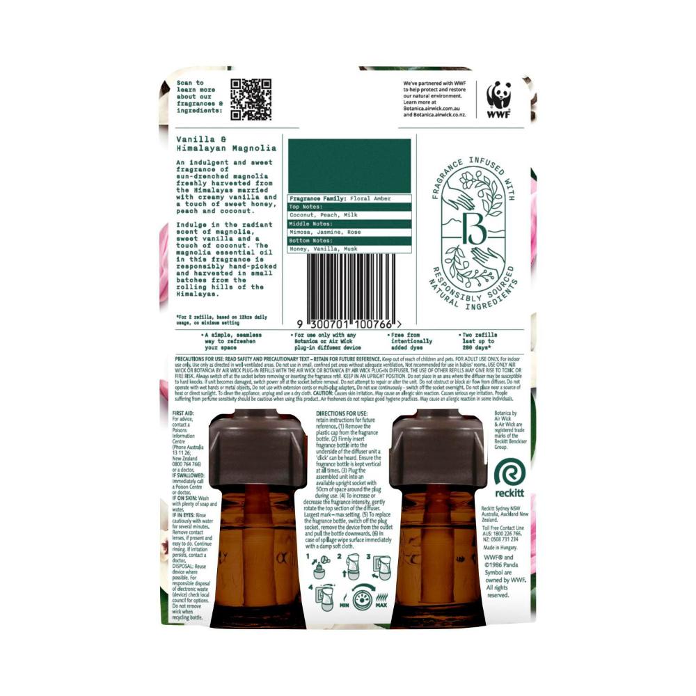 Air Wick Botanica Ricarica Olio Profumato Per Presa, Rosa Dell'Isola E Geranio Africano, 2x19 Ml, Fino A 100 Giorni, Senza Ftalati