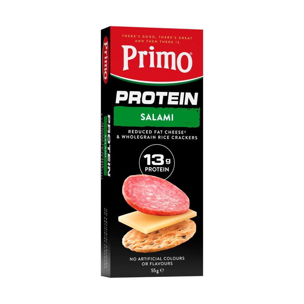 Primo Protein Stackers Salami Reduced Fat Cheese & Whole Grain Rice Crackers | 55g
