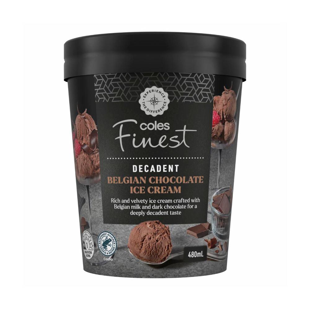 Coles Finest Belgian Chocolate Ice Cream 480mL