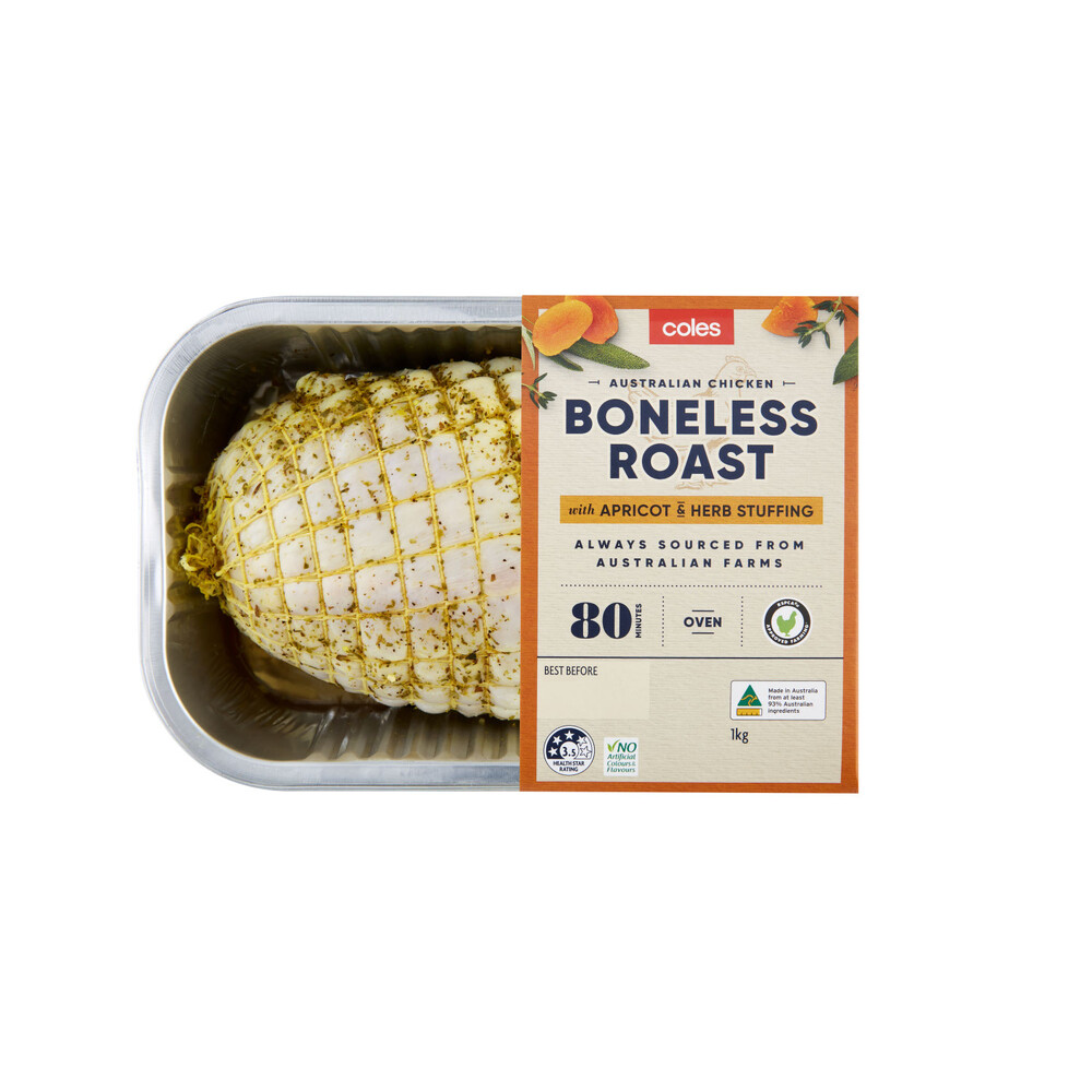 Buy Coles RSPCA Approved Chicken Boneless Roast With Apricot & Herb Stuffing 1kg Coles