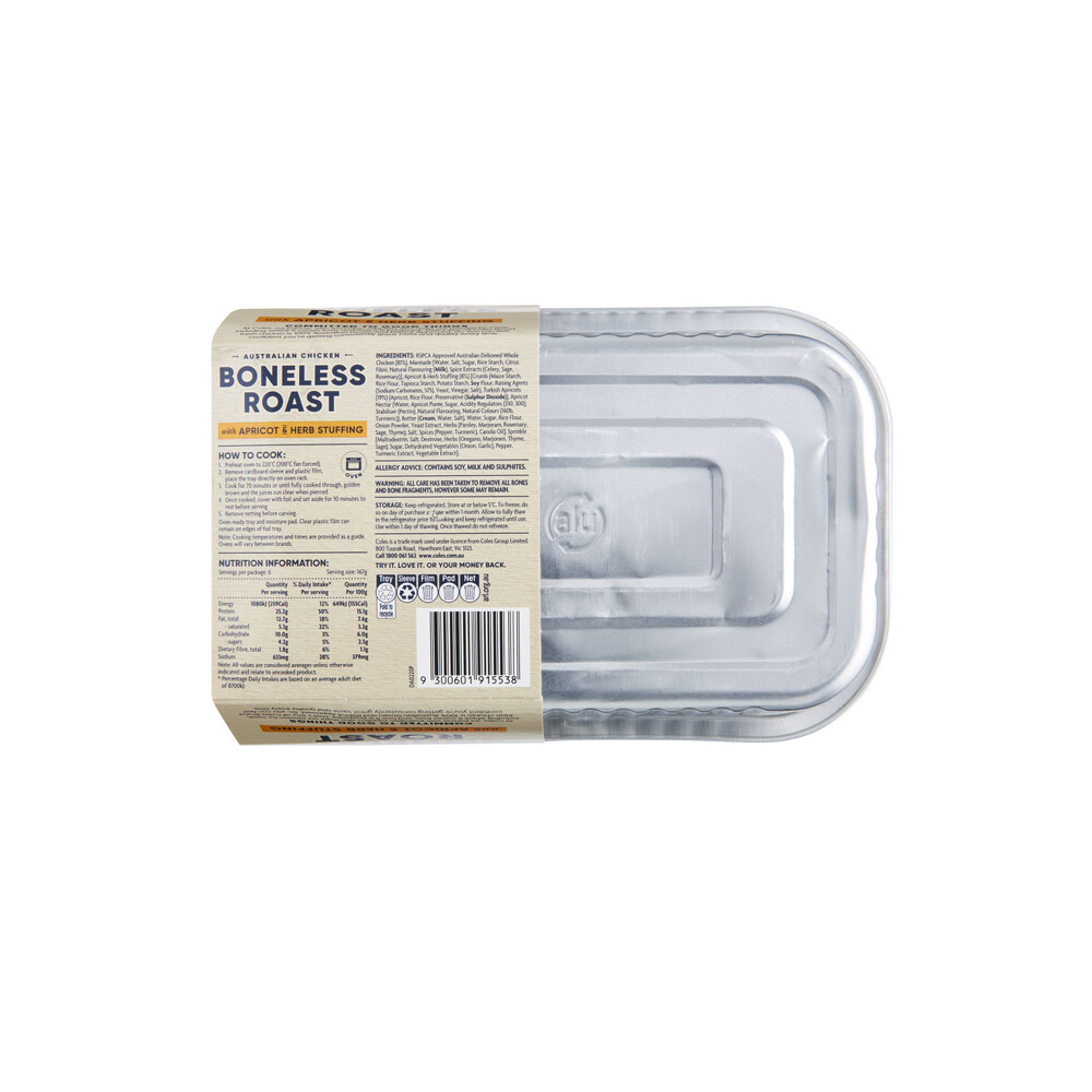 Buy Coles RSPCA Approved Chicken Boneless Roast With Apricot & Herb Stuffing 1kg Coles