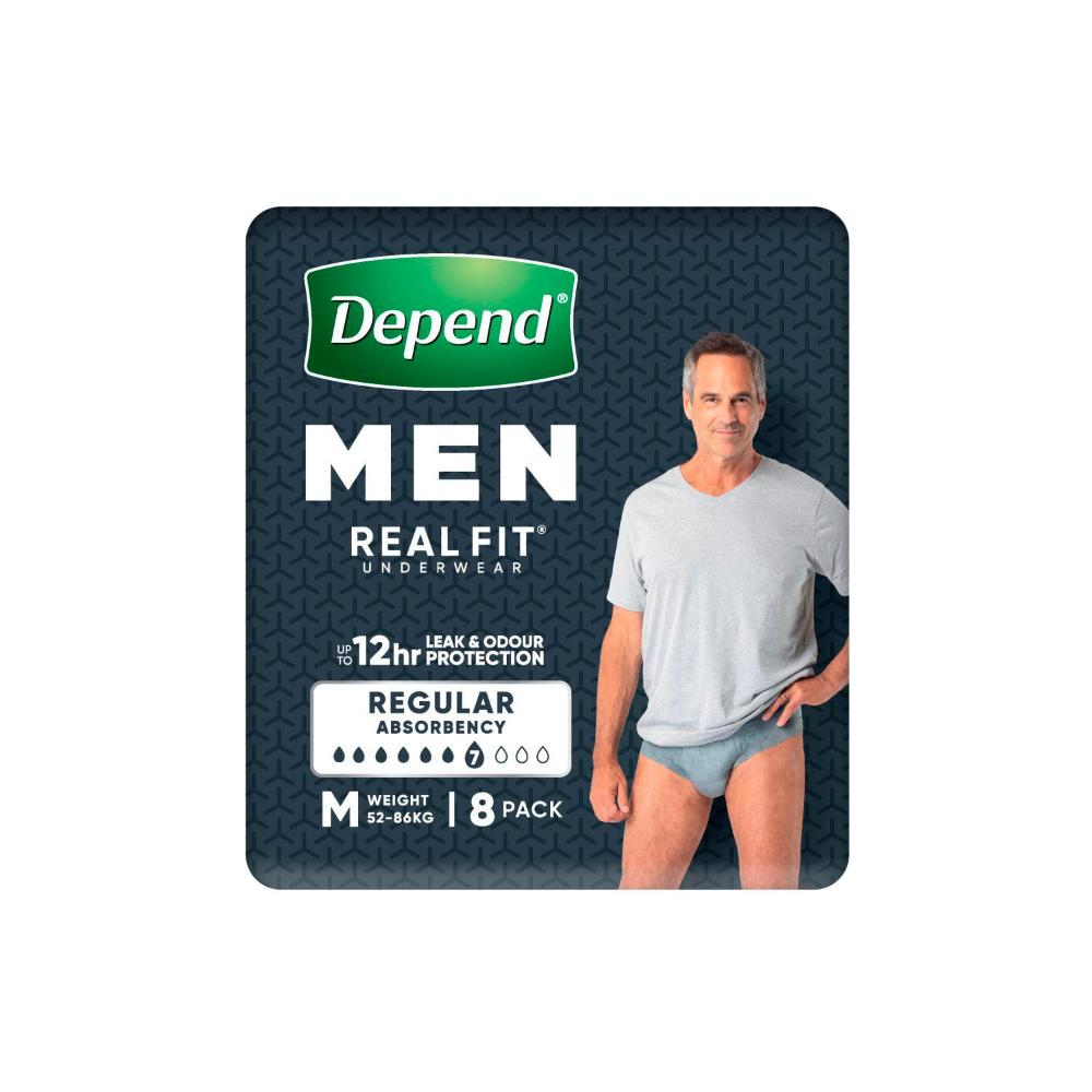 Buy Depend Real Fit Incontinence Underwear Men Medium 8 pack | Coles