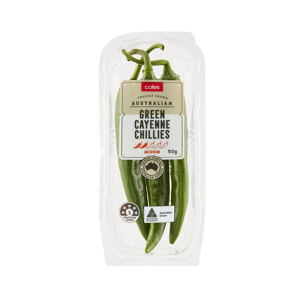 Buy Coles Green Cayenne Chillies 50g Coles