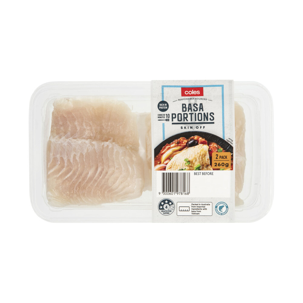 Coles Basa Portions Skin Off 2 Pack | 260g