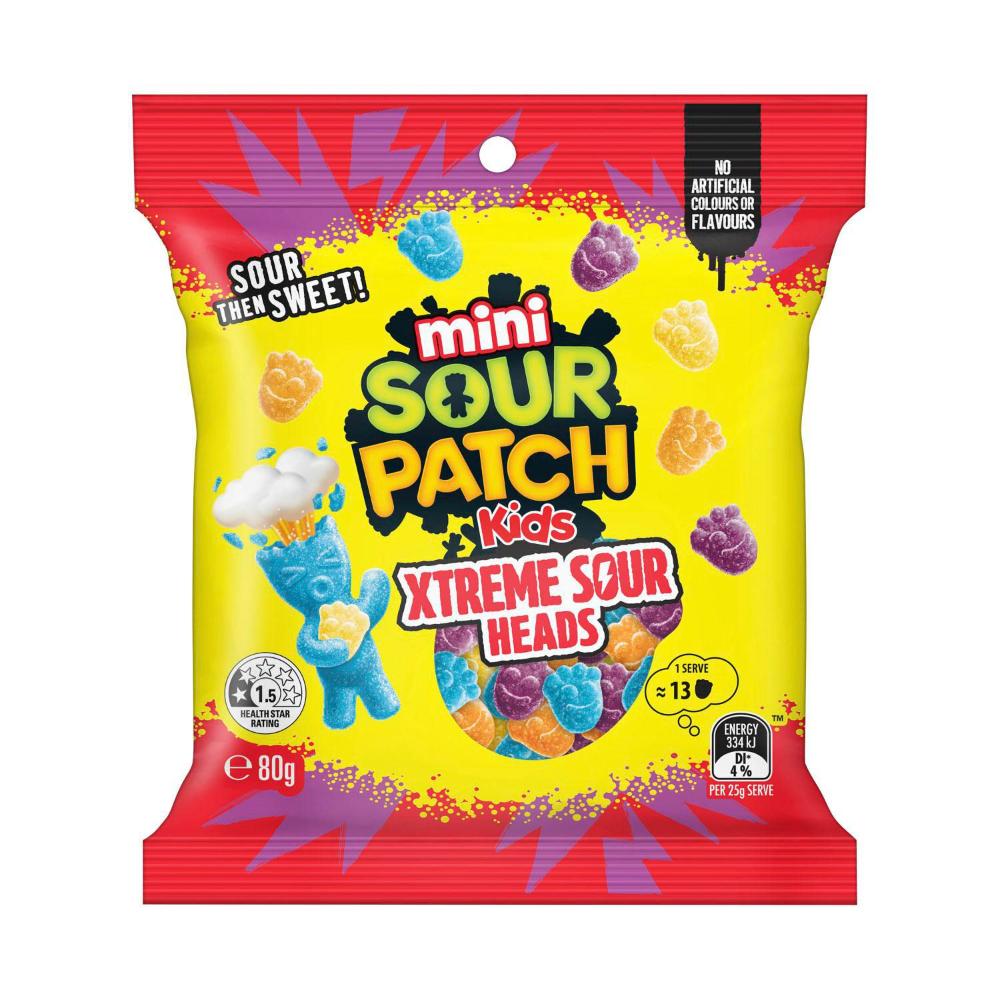 Buy Sour Patch Kids Mini Xtreme Sour Heads 80g | Coles