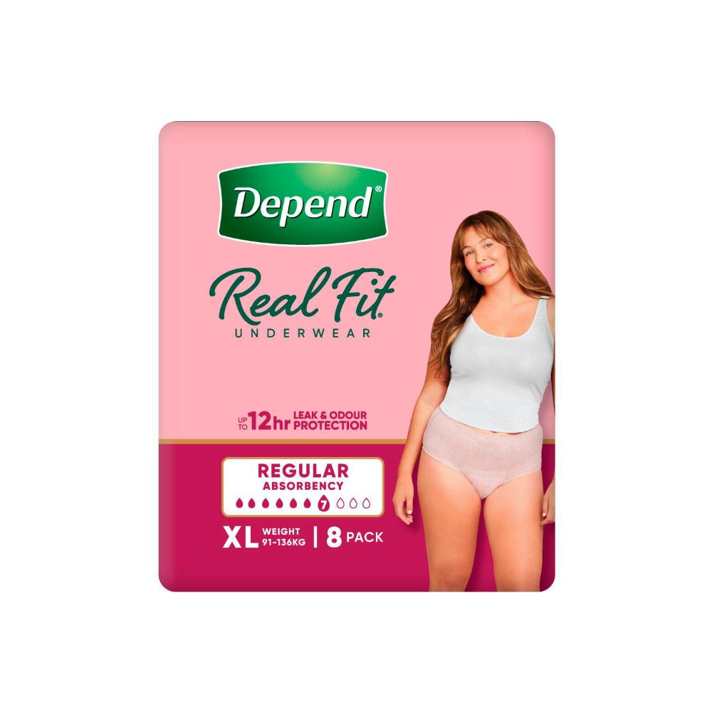 Buy Depend Real Fit Incontinence Underwear Regular Women Extra Large 8 ...