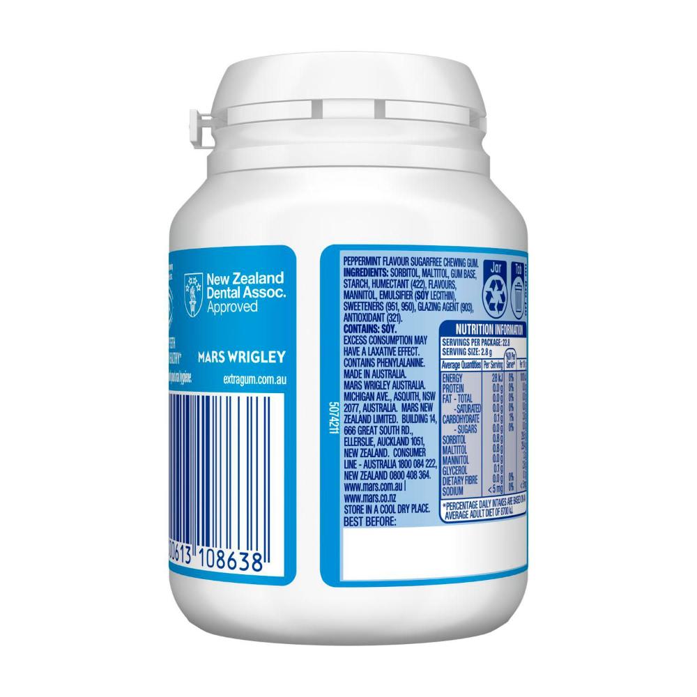 Extra Peppermint Sugar Free Chewing Gum Bottle | 64g