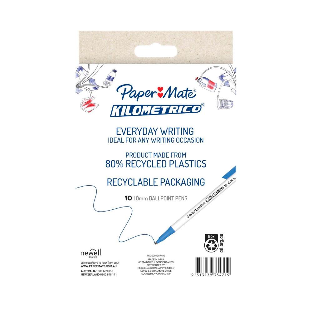 Papermate Kilometrico Pen Assorted 10 pack