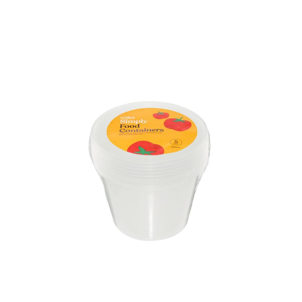 Buy Coles Simply Food Containers 500mL 5 pack Coles