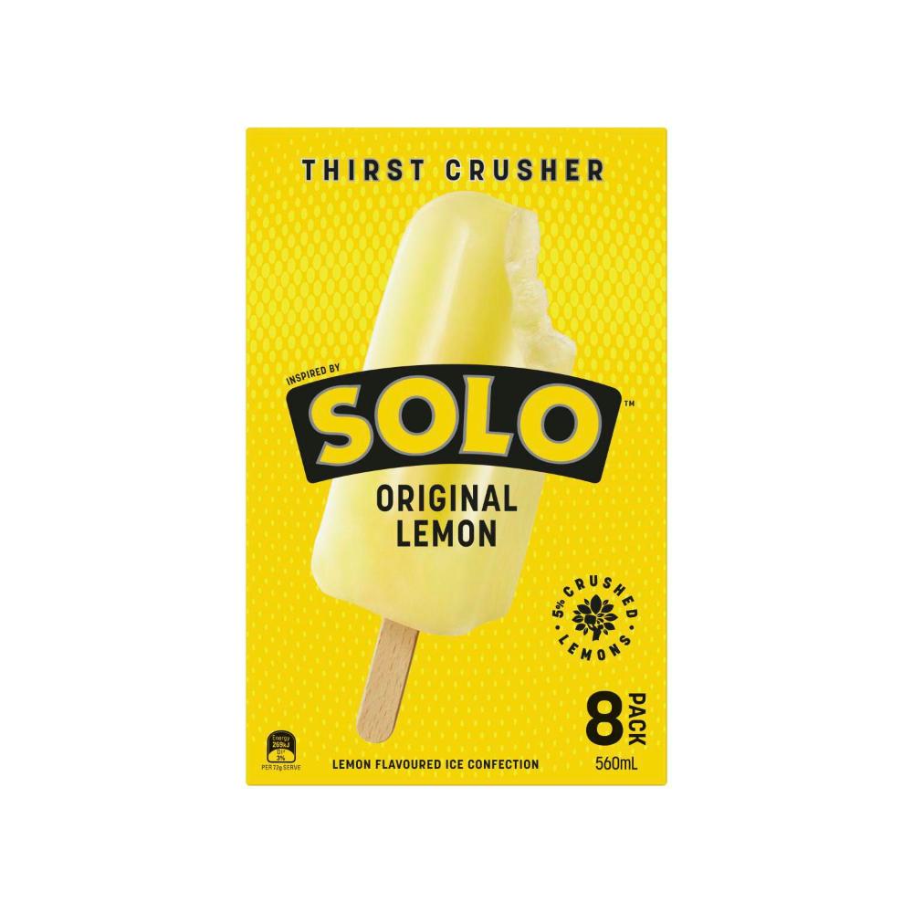 Buy Solo Original Lemon Flavoured Fruit Ice Sticks 8 Pack 560mL