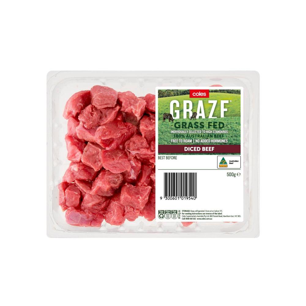 Buy Coles Graze Grassfed Beef Diced Steak 500g Coles
