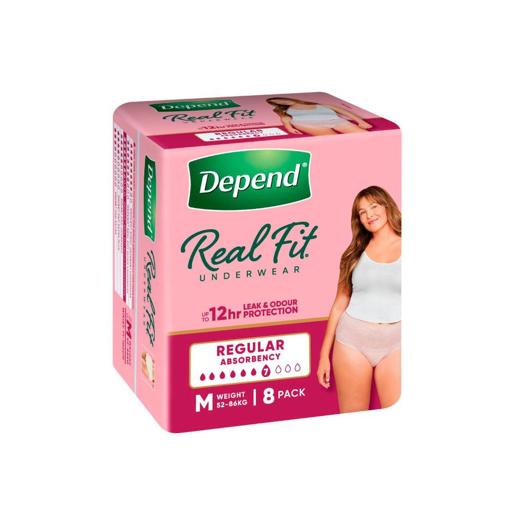 Buy Depend Real Fit Incontinence Underwear Regular Women Medium 8 pack