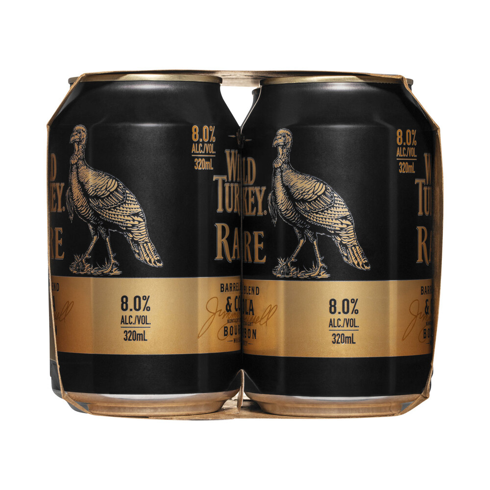 Buy Wild Turkey Rare & Cola Can 8% 320ml 4 Pack | Coles