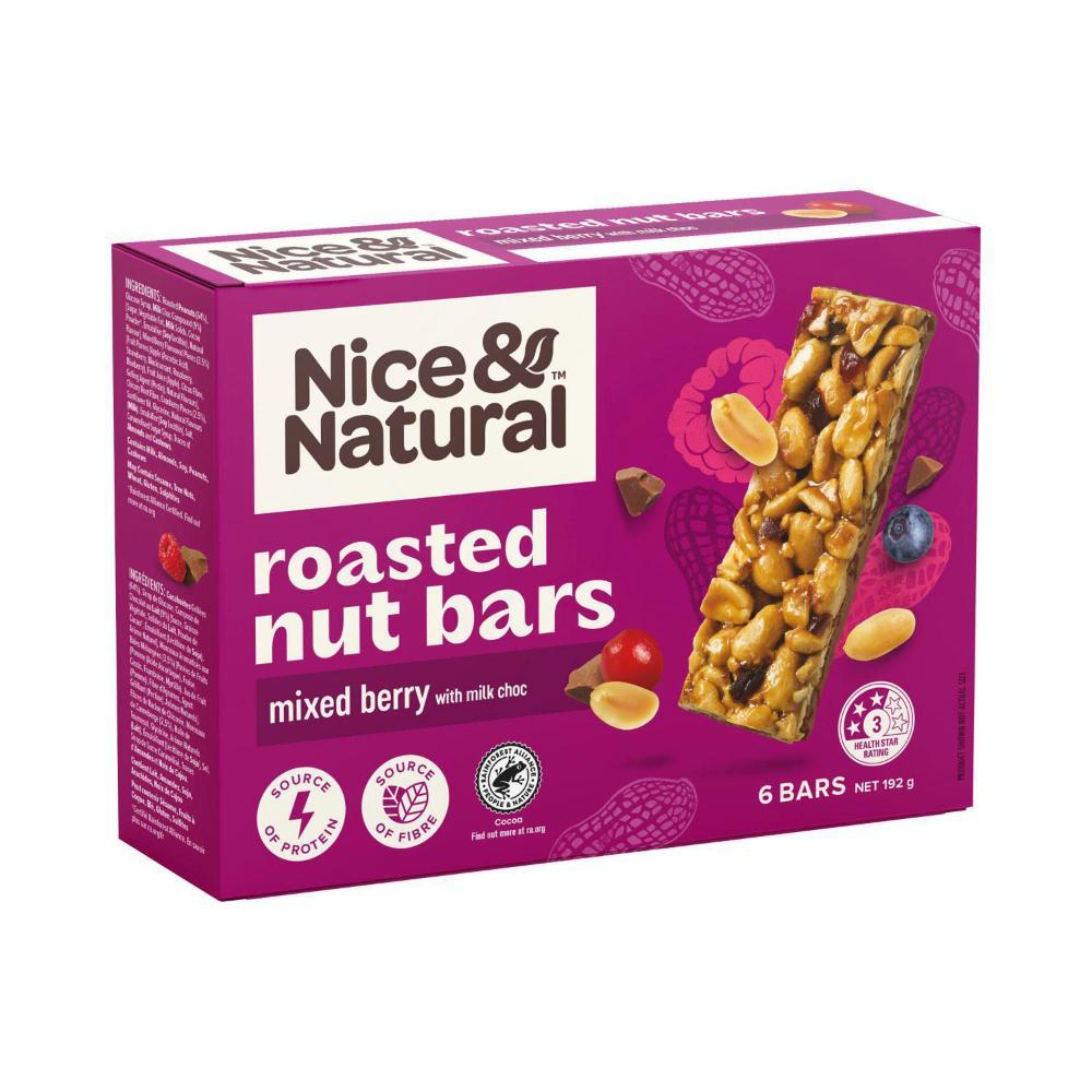 Buy Nice & Natural Mixed Berry Roasted Nut Bars 6 pack 192g Coles