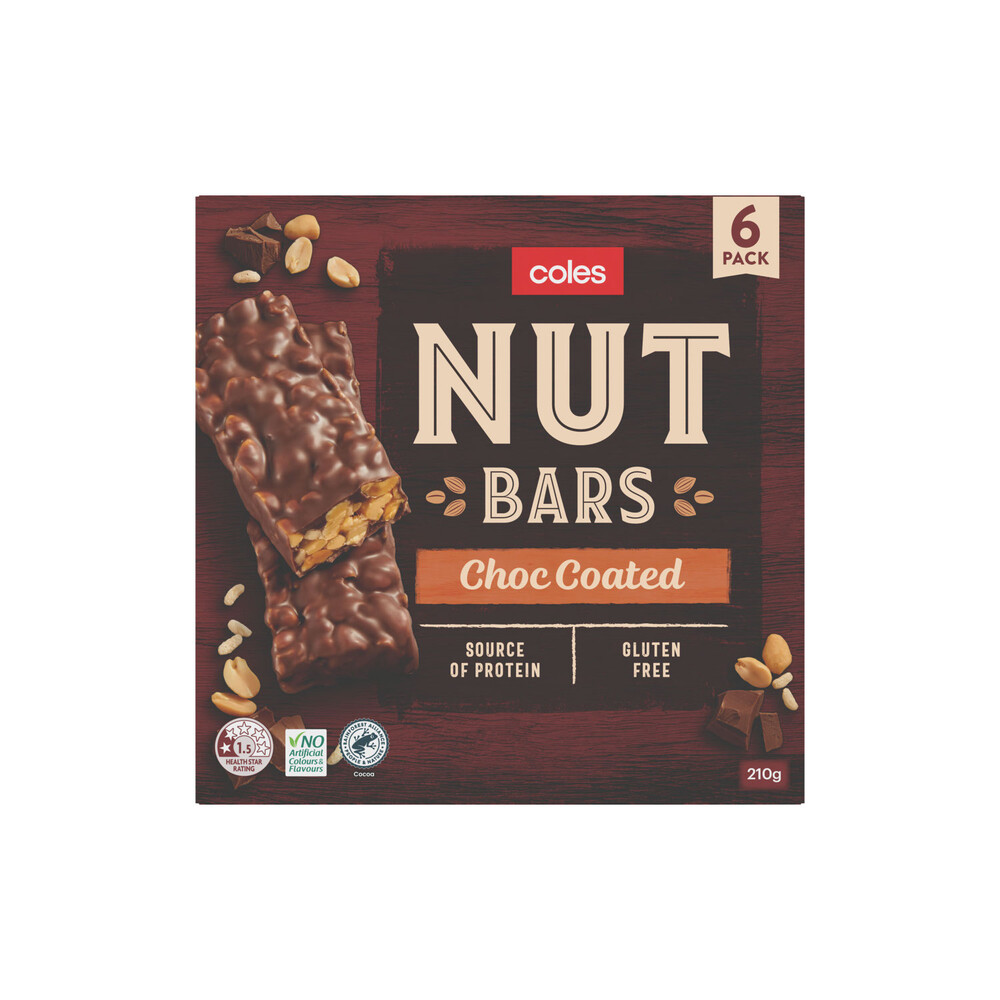 Buy Coles Nut Bar Choc Coated 210g Coles