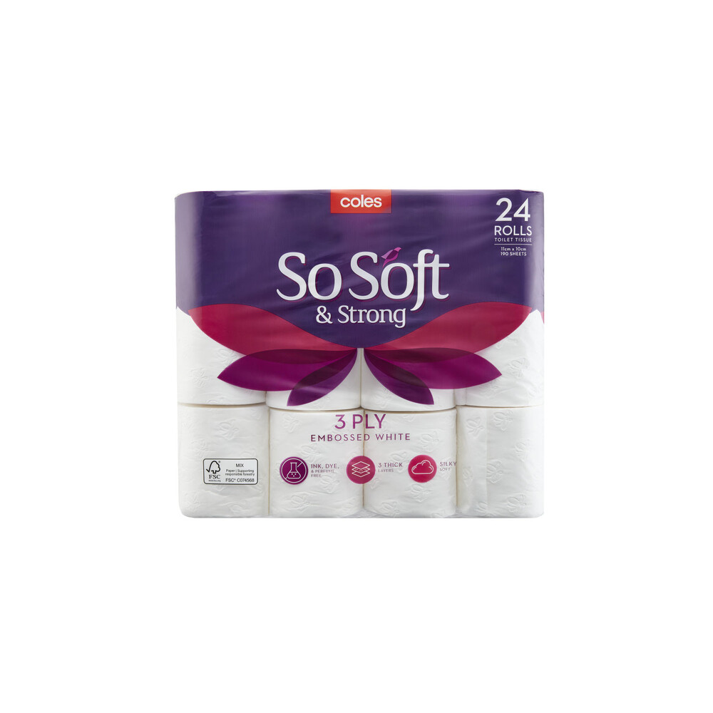 Buy Coles So Soft Toilet Tissue White 3Ply 24 pack Coles