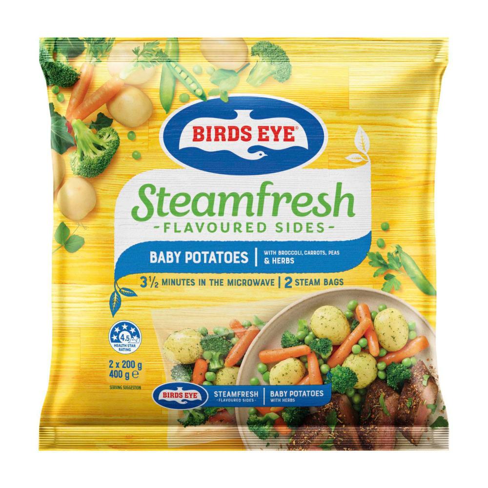 Birds Eye Steam Fresh Baby Potatoes Broccoli Carrot Peas & Herbs 2 pack | 400g