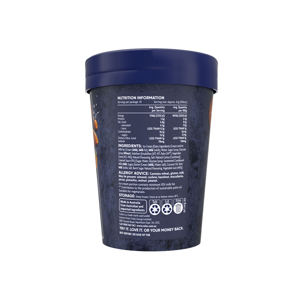 Coles Irresistible Ice Cream Salted Caramel | 1L