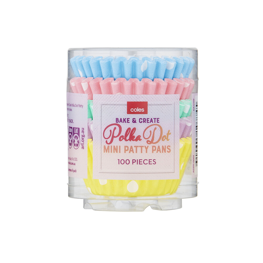 Buy Coles Bake & Create Mini Polka Dot Patty Pans 100 pack Coles