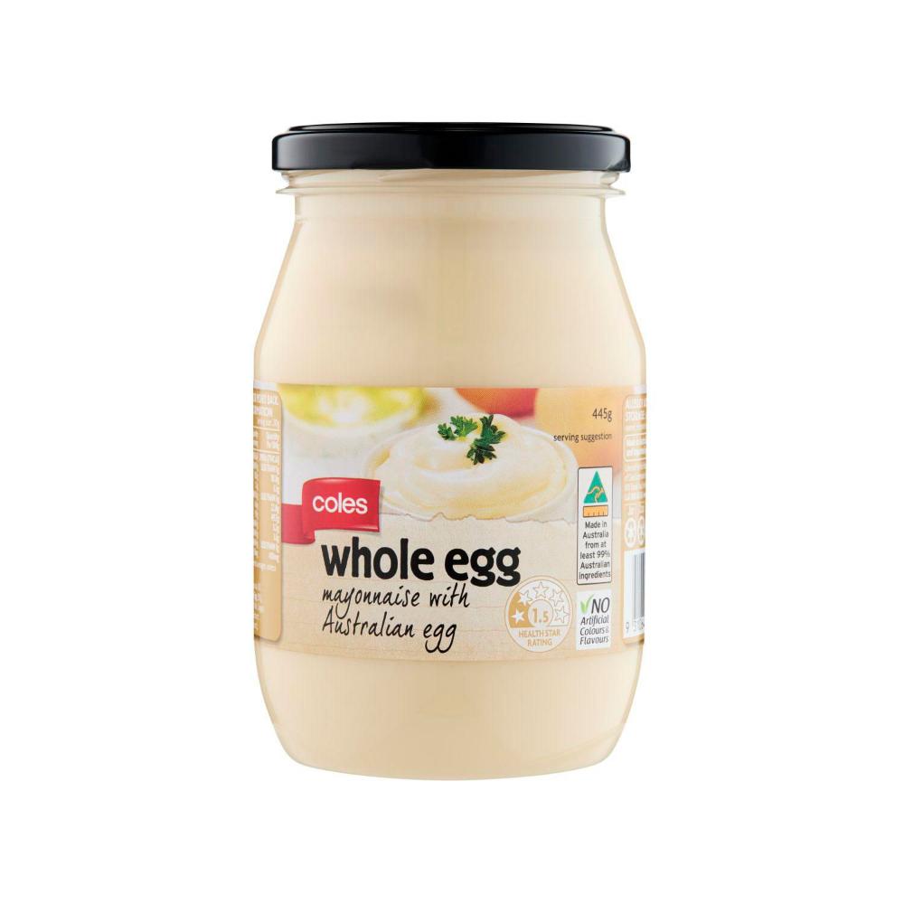Buy Coles Whole Egg Mayonnaise 445g Coles