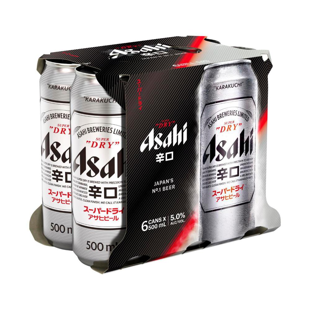 Buy Asahi Super Dry Cans 500ml 6 Pack | Coles