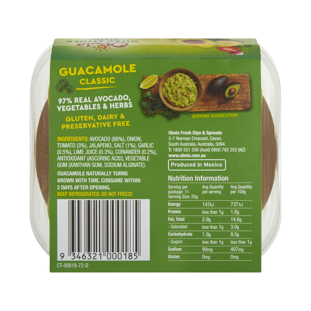 Obela Classic Guacamole Dip | 220g