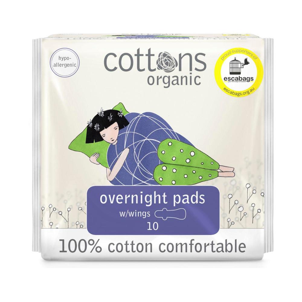 Buy Cottons Organic Overnight Pads 10 pack Coles