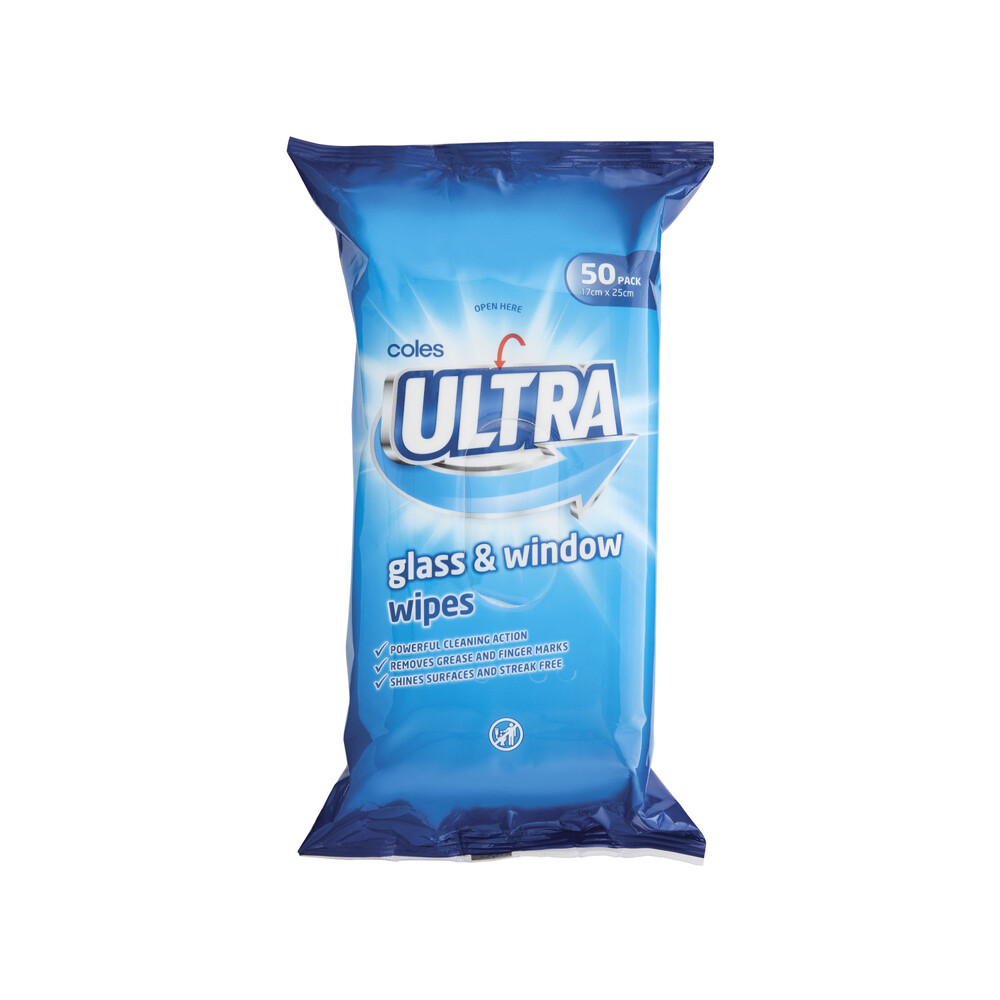 Buy Coles Ultra Wipes Glass & Window 50 pack Coles