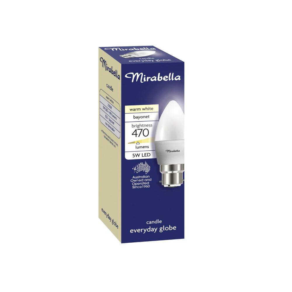 Buy Mirabella Globe Led Candle 5.5 watt Pearl 1 each Coles