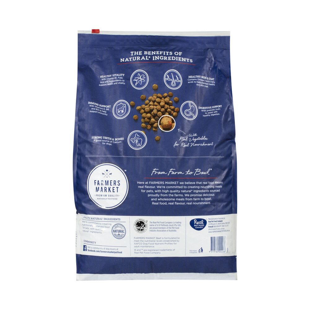 Farmers Market Adult Dry Dog Food Beef With Farm Vegetables