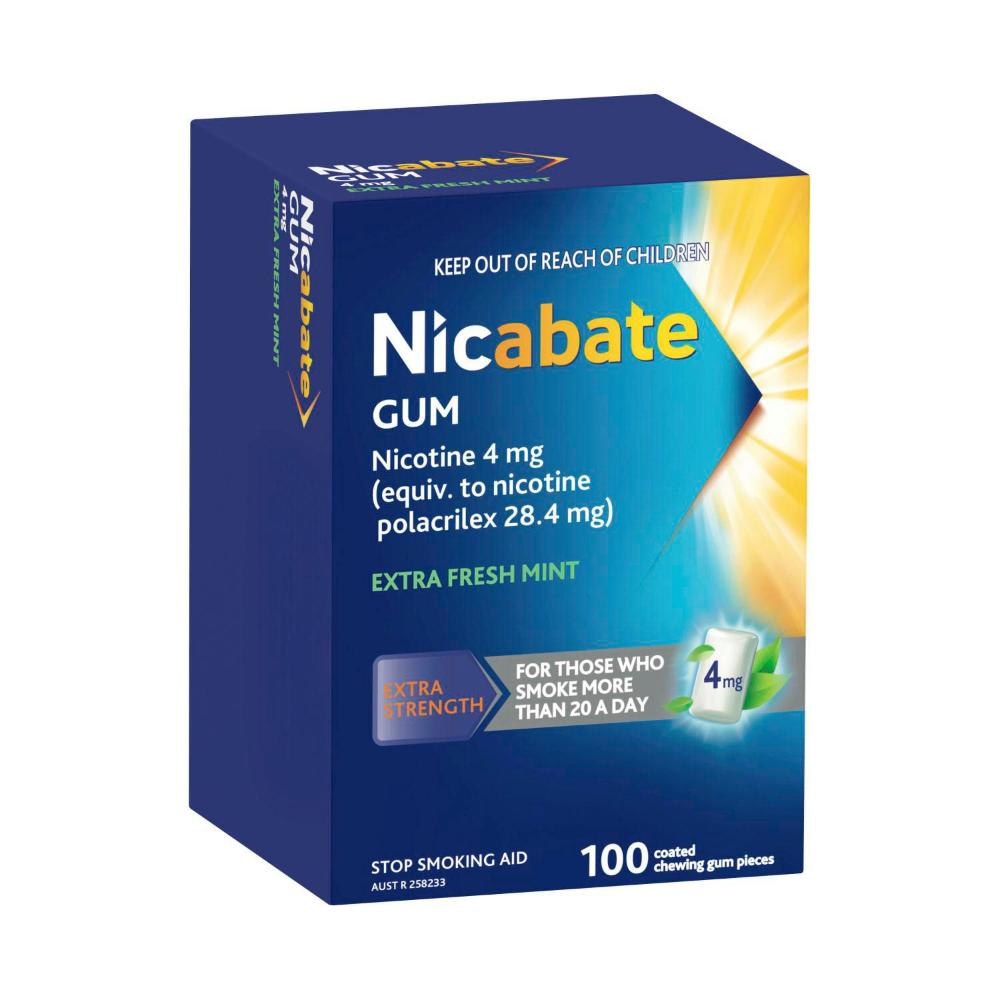 Buy Nicabate Quit Smoking Chewing Gum Extra Strength 4mg Nicotine 100