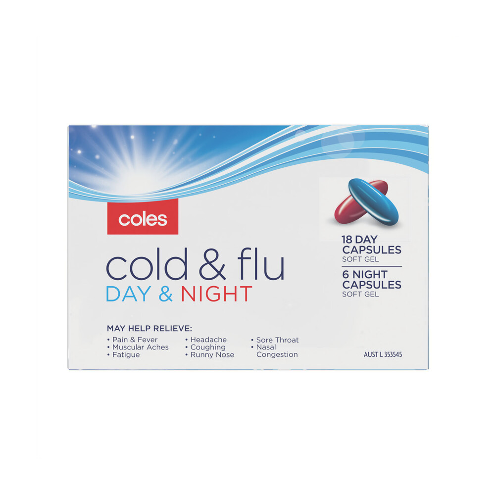 Buy Coles Cold & Flu Day & Night Capsules 24 pack Coles