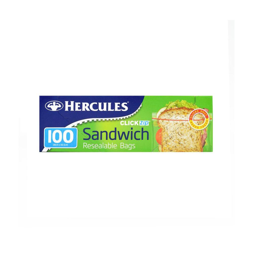 Buy Hercules Click Zip Sandwich Bags 100 pack Coles
