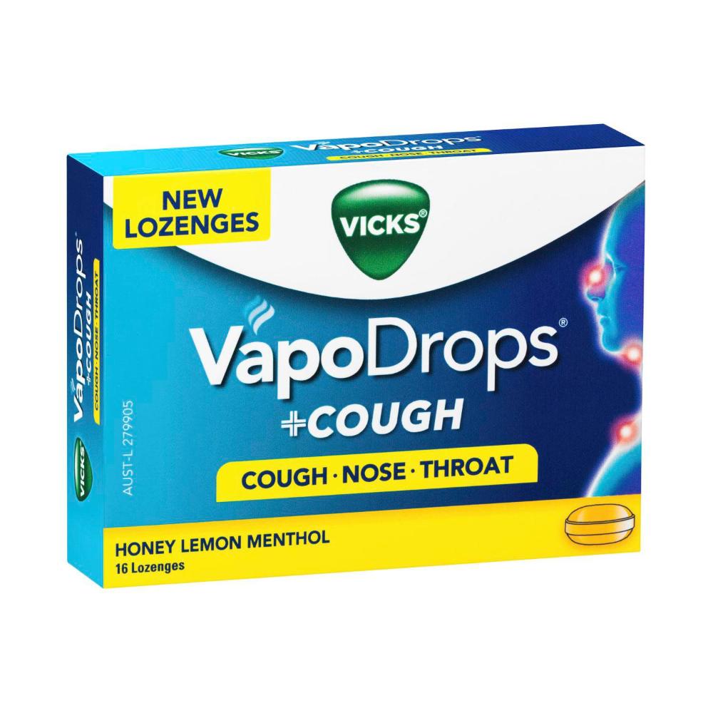 Buy Vicks VapoDrops Honey Lemon & Menthol 16 pack Coles