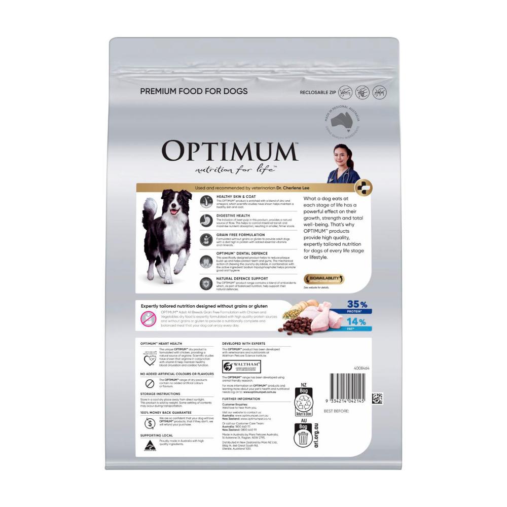Optimum Adult All Breeds Grain Free Dry Dog Food Chicken Vegetables  - Main Image