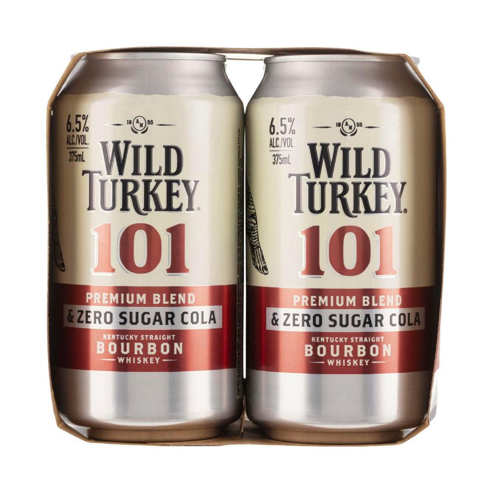 Buy Wild Turkey 101 & Zero Sugar Cola Can 375ml 4 Pack | Coles