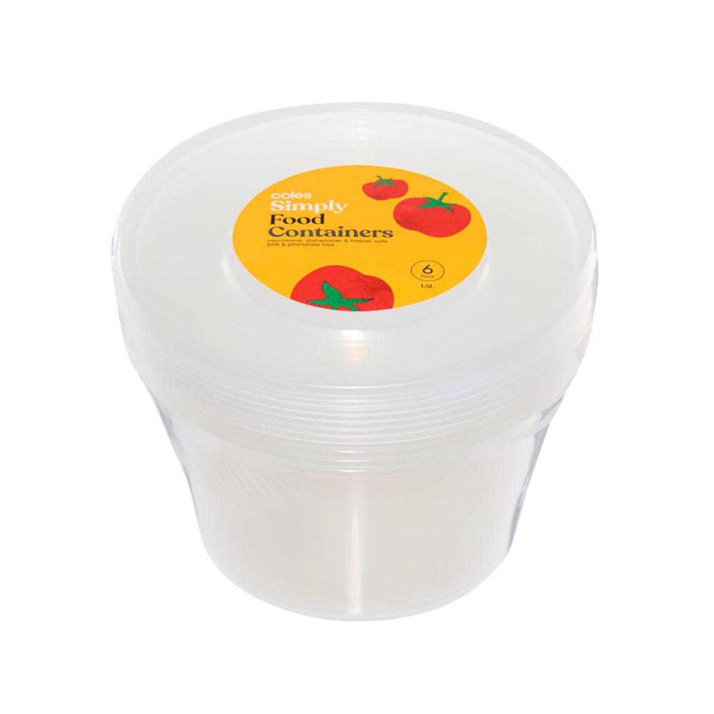 Buy Coles Simply Food Containers 1.5L 6 pack Coles