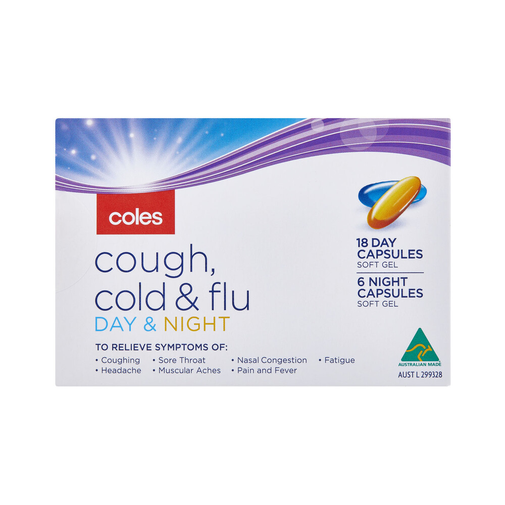 Buy Coles Cough Cold & Flu Day & Night Capsules 24 pack Coles