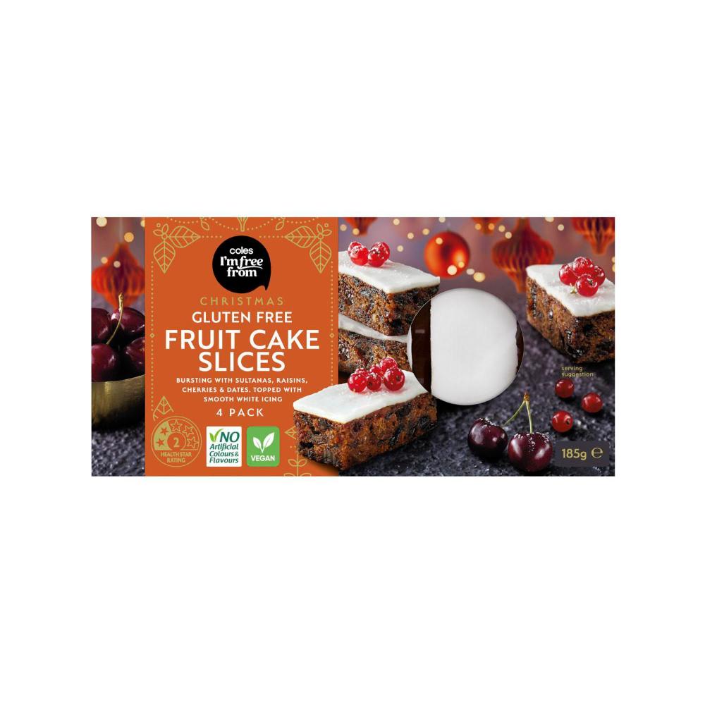 Coles I'm Free From Gluten Free Christmas Fruit Cake Slices Pack 185g