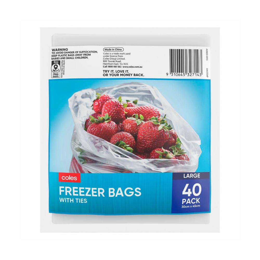 Buy Coles Bags Freezer Large 40 pack Coles