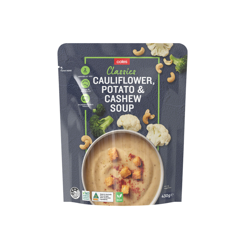 Buy Coles Pouch Soup Cauliflower Potato & Cashew 430g Coles