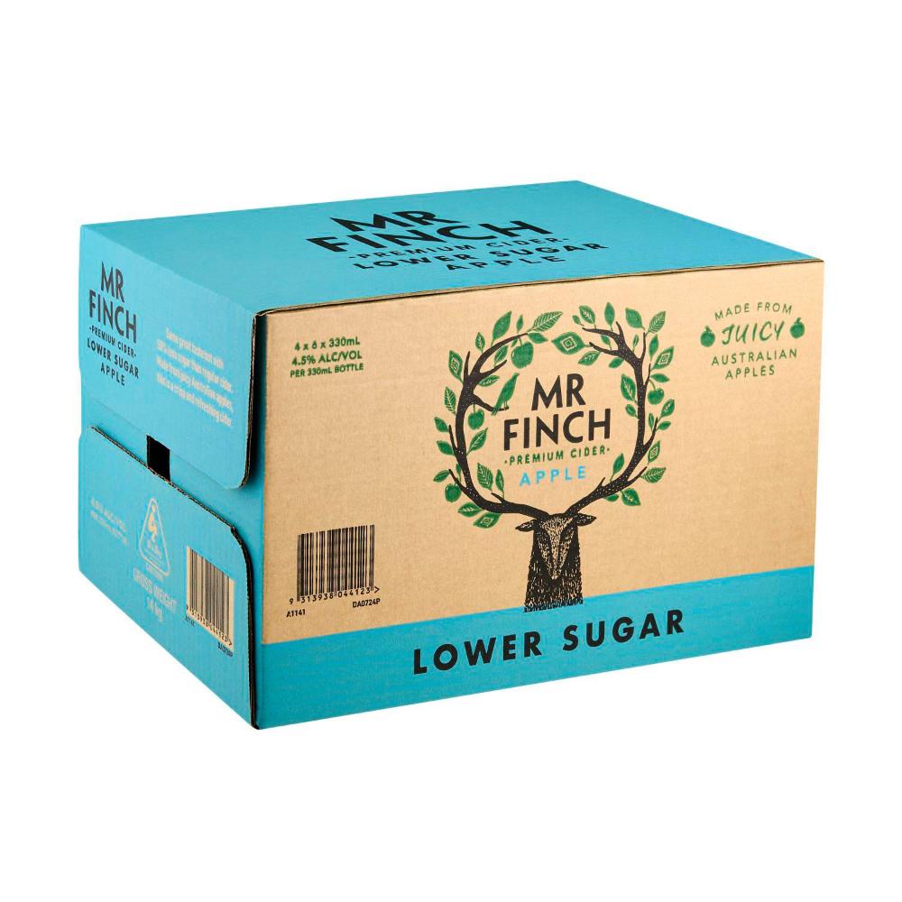 Buy Mr Finch Apple Lower Sugar Cider Bottle 330mL 24 Pack Coles