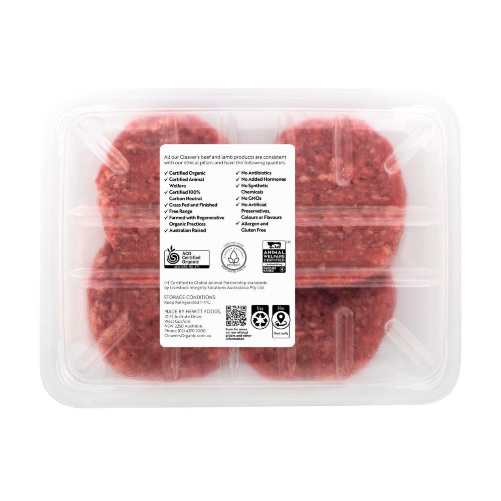 Cleaver's Organic Grass Fed Beef Burger Chuck & Brisket | 450g