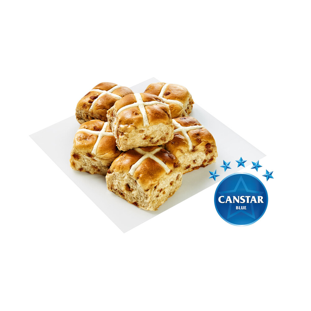 Coles Apple & Cinnamon Hot Cross Bun | 6 Pack