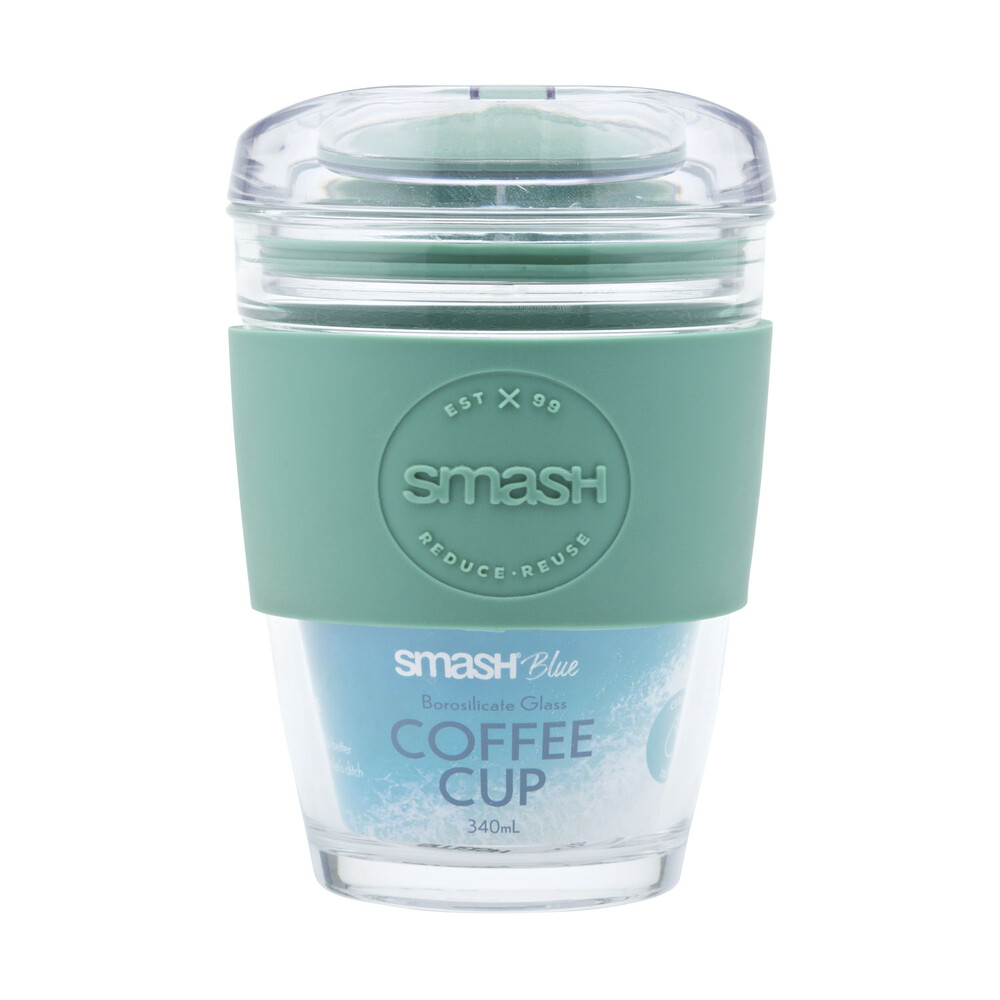 Buy Smash Blue Glass Coffee Cup 340mL 1 each Coles