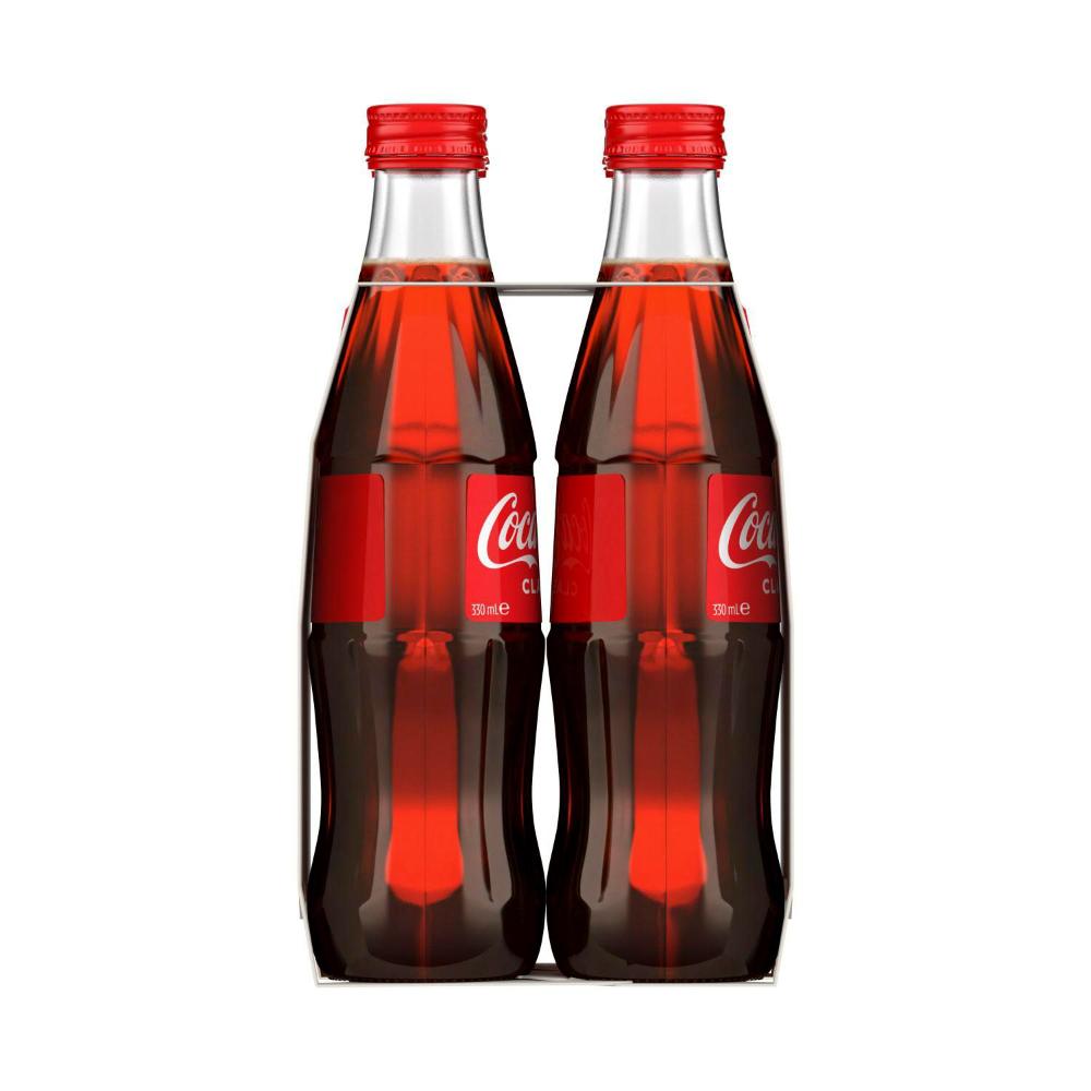 Buy Coca-Cola Classic Soft Drink Multipack Glass Bottles 330ml 4 Pack |  Coles