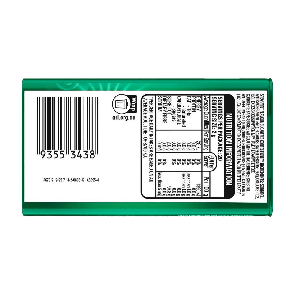 Buy Eclipse Spearmint Sugar Free Mints Tin 40g | Coles