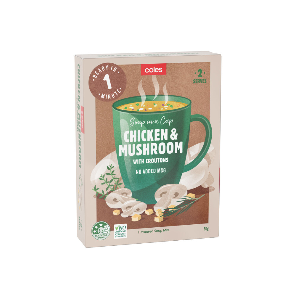 Buy Coles 2 Serve Soup Chicken Mushroom 60g Coles