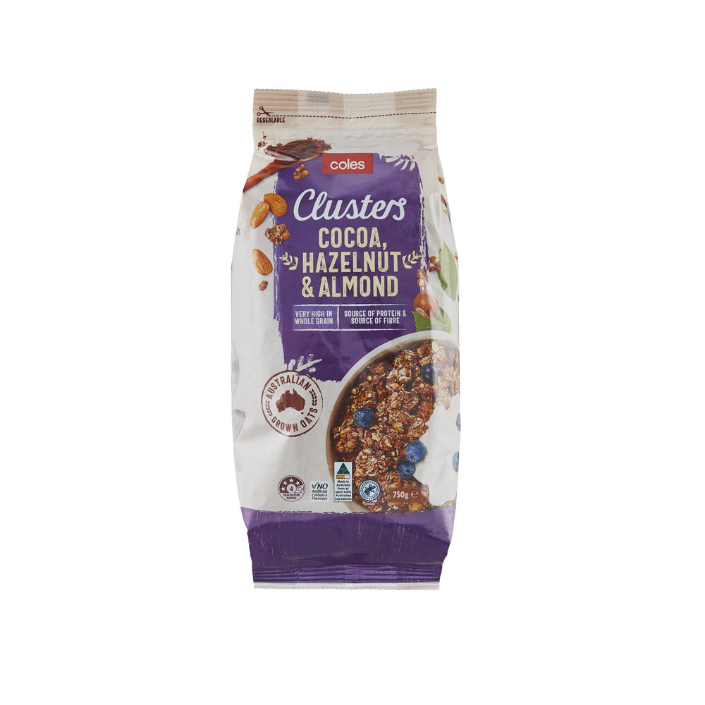 Buy Coles Cocoa Hazelnut & Almond Clusters 750g Coles