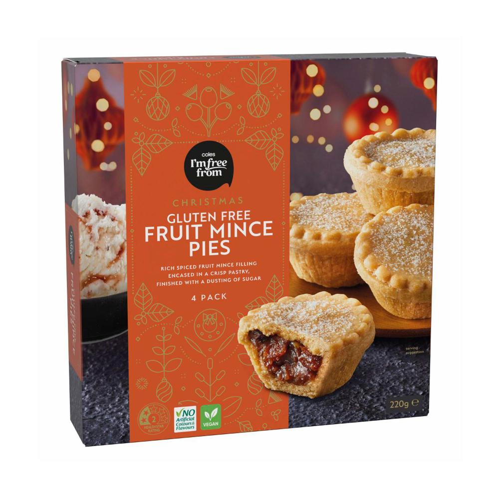 Coles I'm Free From Gluten Free Christmas Fruit Mince Pies 220g